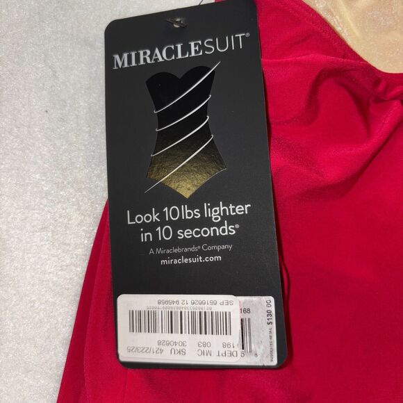 Miraclesuit Grenadine Red Razzle Dazzle Underwire Tankini Swim Top Size 12 New - Picture 4 of 5